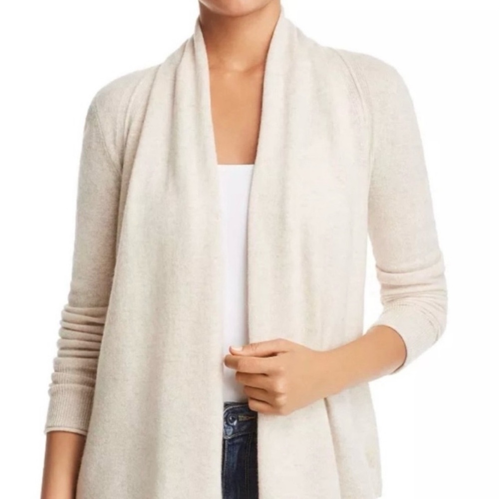 Aqua Open-Front Cashmere Sweater